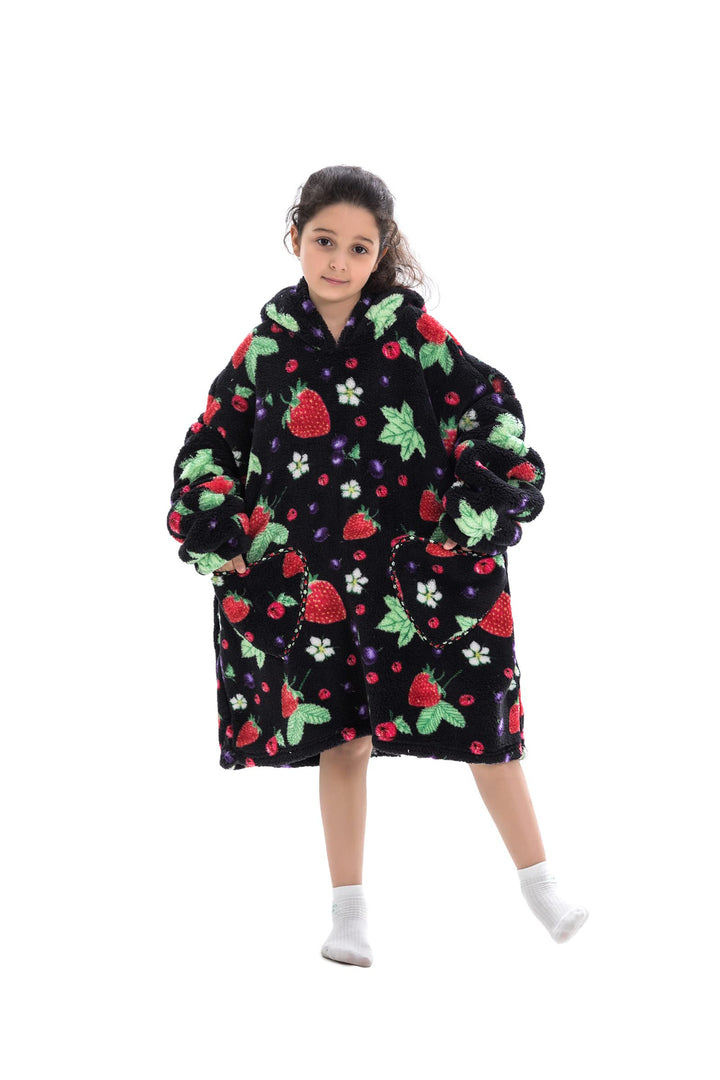 Pterygoid Kapuzenpullover Mädchen, Übergrosse Hoodie Decke Kinder mit Kapuze und Tasche Jungen, Flee