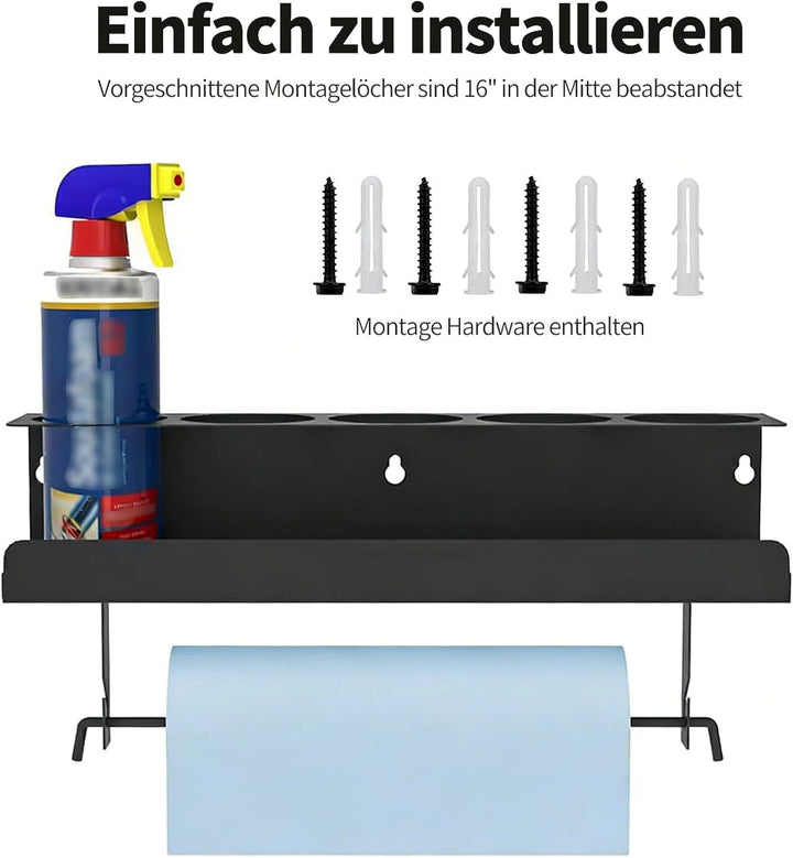 Dosenhalter-Wandregal für Sprühflaschen - 5-Loch Metall Sprühdose Organizer Rack, Spraydosen-Organiz