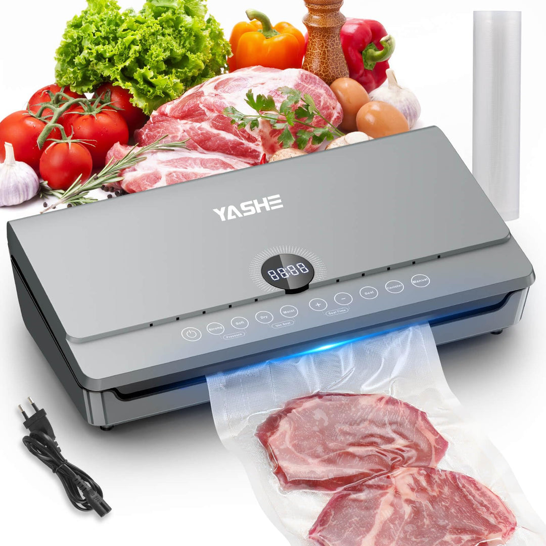 YASHE 80KPA Vakuumiergerät mit Magnetischem Deckel, 10-in-1 Vakuumierer mit Doppelte Schweissnaht un