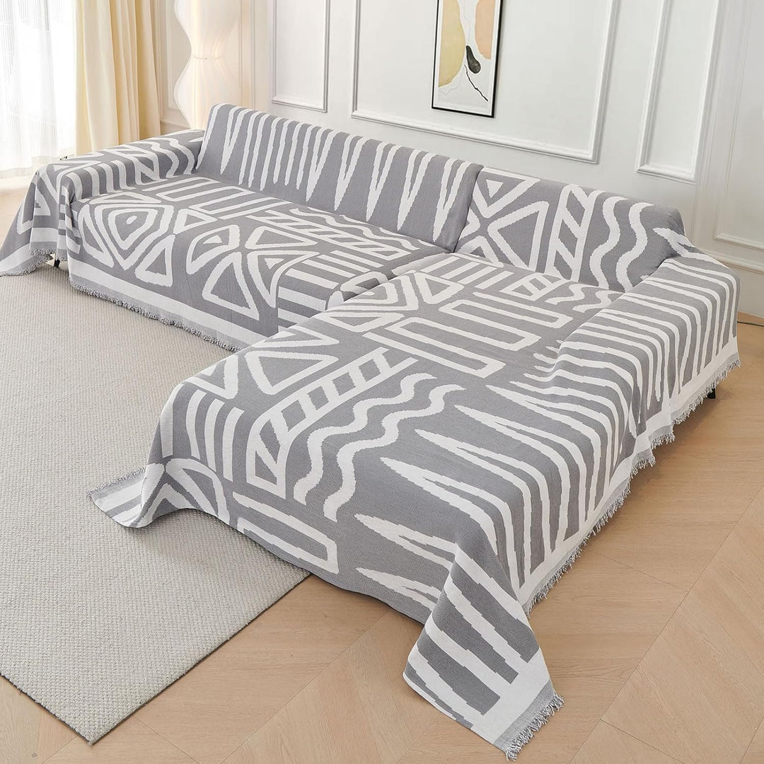 ShowyLive Sofa Überwurfdecke Sofa Überzug 2er Set für Ecksofa L-Form Sofabezug 3 Sitzer+3 Sitzer, Ch