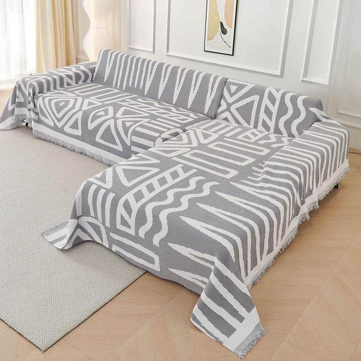 ShowyLive Sofa Überwurfdecke Sofa Überzug 2er Set für Ecksofa L-Form Sofabezug 3 Sitzer+3 Sitzer, Ch
