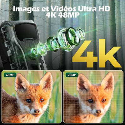 VOOPEAK Wildkamera 4K 30 fps 48 MP, Jagdkamera, Nachtkamera, bewegungsaktiviert, Jagdkamera, Infraro