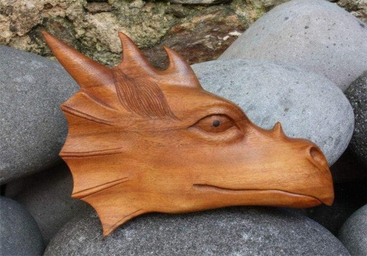 Windalf Wandbild Drache MAJESTIX b: 29 cm rechts schauend Handarbeit aus Holz