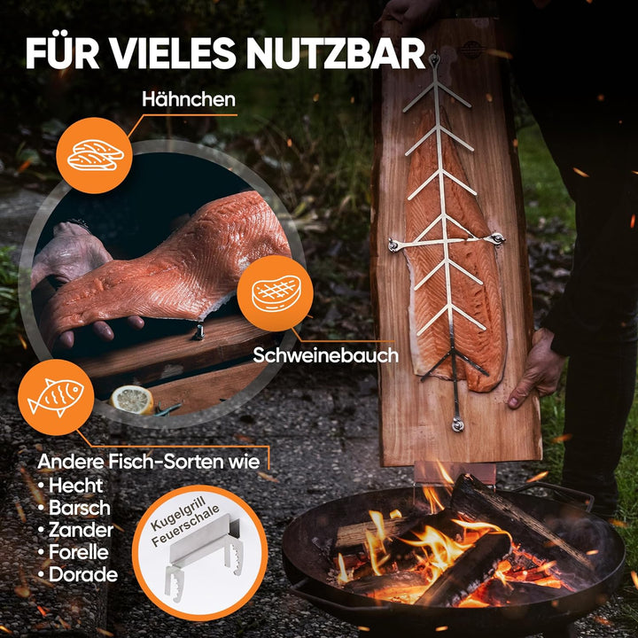 Flammlachsbrett Buche extra gross (Holz), Holz