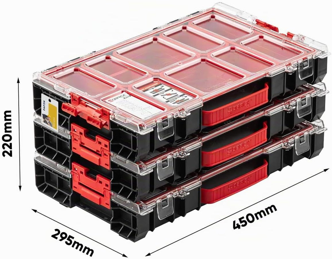 3x Sortimentskasten Kleinteilemagazin – 450 x 80 x 295 mm – Premium Sortierkasten Wekzeugbox mit aus