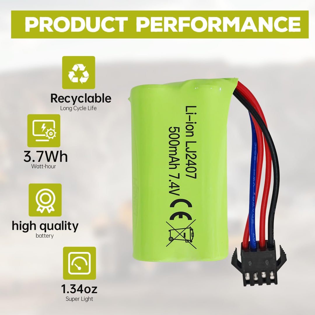 2PCS 7.4V 500mAh SM-4P Plug Lithium Akku für EC16 DE85 RC Boot/Schiffsmodell/Automodell