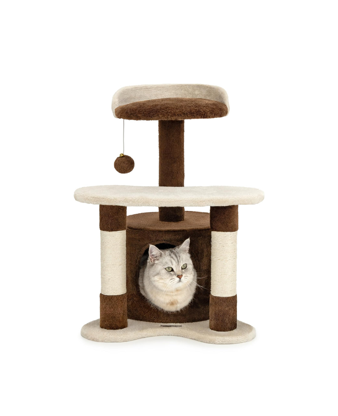 lionto Kratzbaum Kletterbaum Katzenkratzbaum Katzenbaum Höhe 65 cm, braun/beige, Braun/Beige