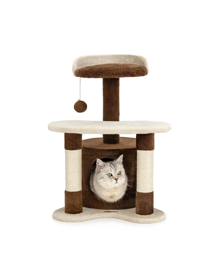 lionto Kratzbaum Kletterbaum Katzenkratzbaum Katzenbaum Höhe 65 cm, braun/beige, Braun/Beige
