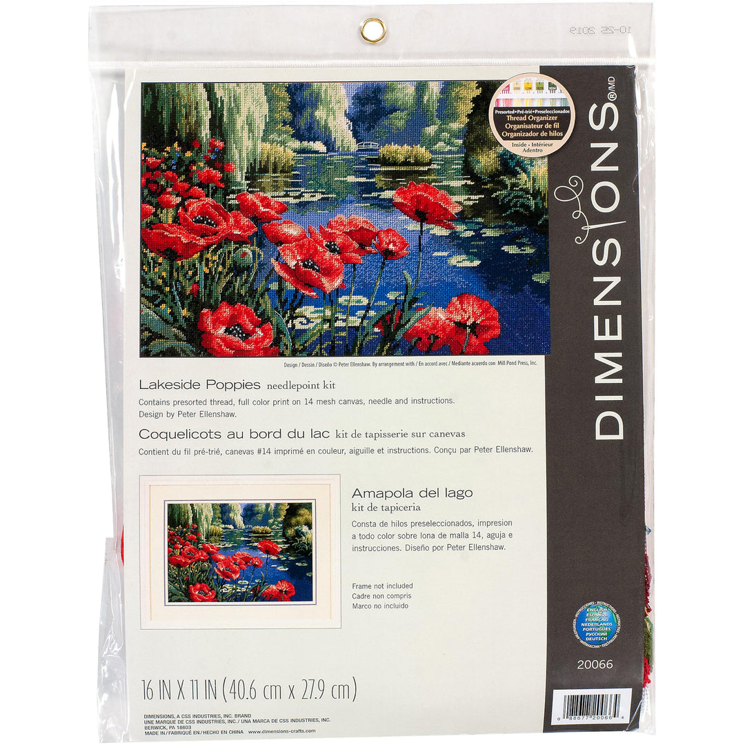 DIMENSIONS 20066 Needlepoint Lakeside Poppies Kit, 100% Cotton, Multi-Colour, 40 x 27 x 0.1 cm Seeuf