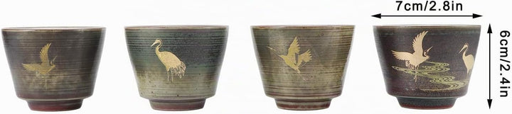 4 Stück Keramikbecher, Keramik-Teetassenset Retro-Tee-Becher in Der Chinesischen/Japanischen Kung-Fu
