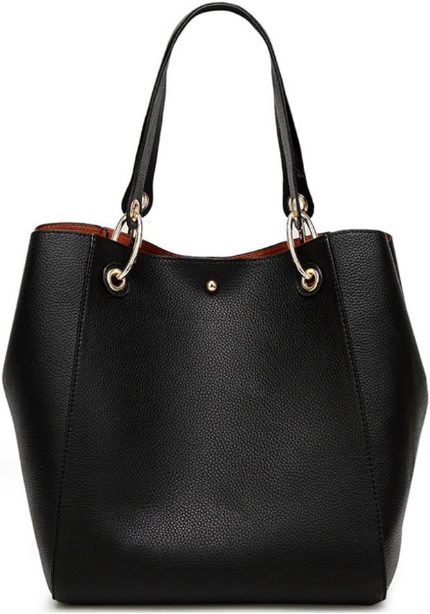Valleycomfy Handtasche Damen Gross Shopper Tasche Leder Schwarz Klassisch Shopping Bag
