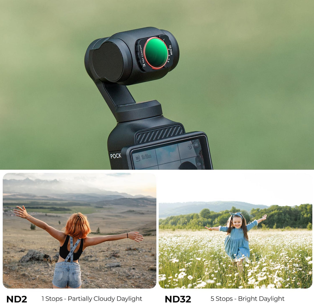 K&F Concept OSMO Pocket 3 ND Filter, Magnetischer Variabler ND Filter ND2-ND32, 1-5 Blendenstufen Gr