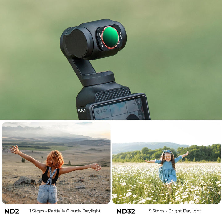 K&F Concept OSMO Pocket 3 ND Filter, Magnetischer Variabler ND Filter ND2-ND32, 1-5 Blendenstufen Gr