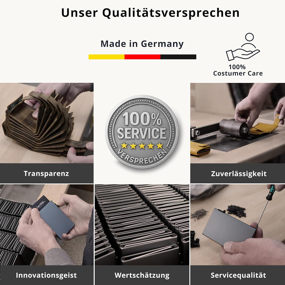 SecWal Kartenetui mit Münzfach Druckknopf inkl. Geschenkbox - Made in Germany - Echtleder Mini Geldb