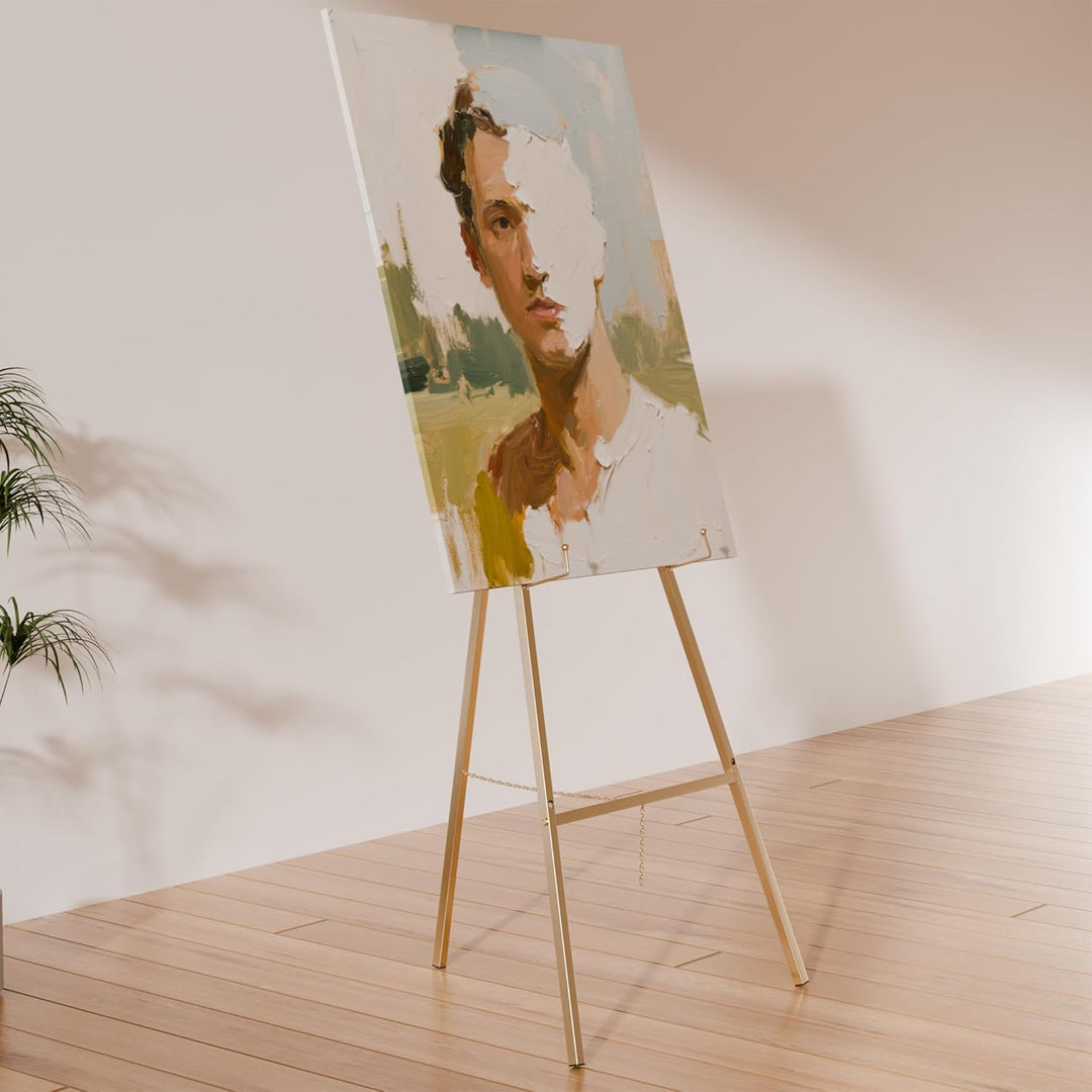 Goldene Staffelei Ständer für Schilder, robuste Staffelei, 4-stöckig, verstellbar, Kunststaffelei zu