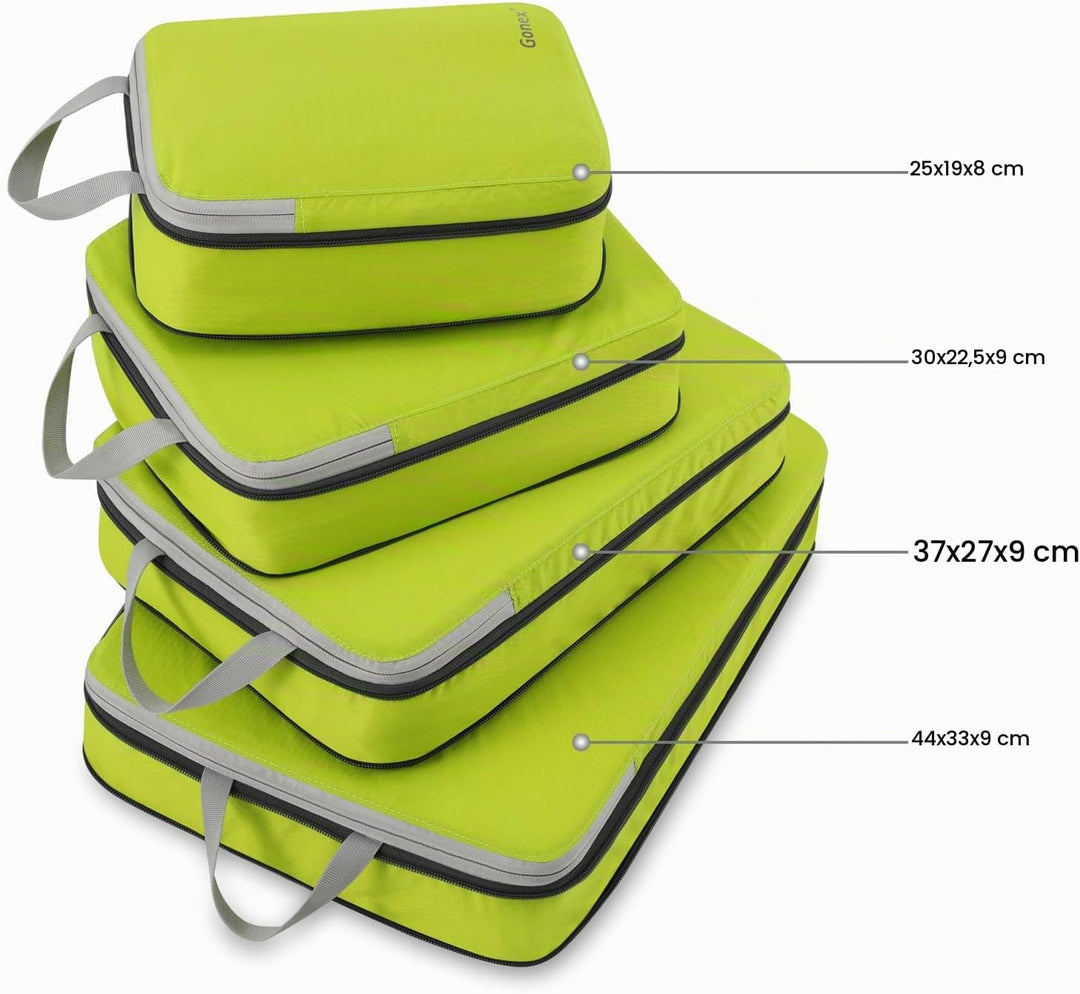 Compression Packing Cubes 3/4er Set, Gonex Kleidertaschen 4-teilig Verpackungswürfel, Kleidertaschen