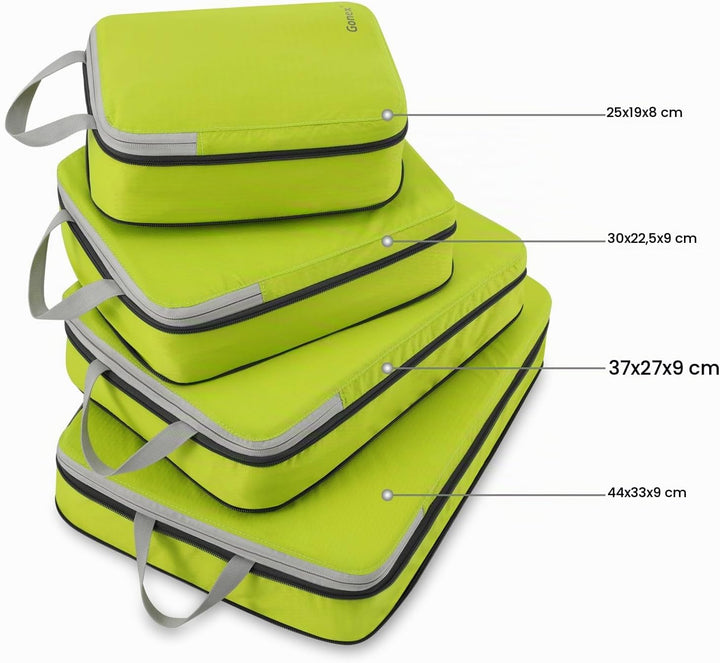 Compression Packing Cubes 3/4er Set, Gonex Kleidertaschen 4-teilig Verpackungswürfel, Kleidertaschen