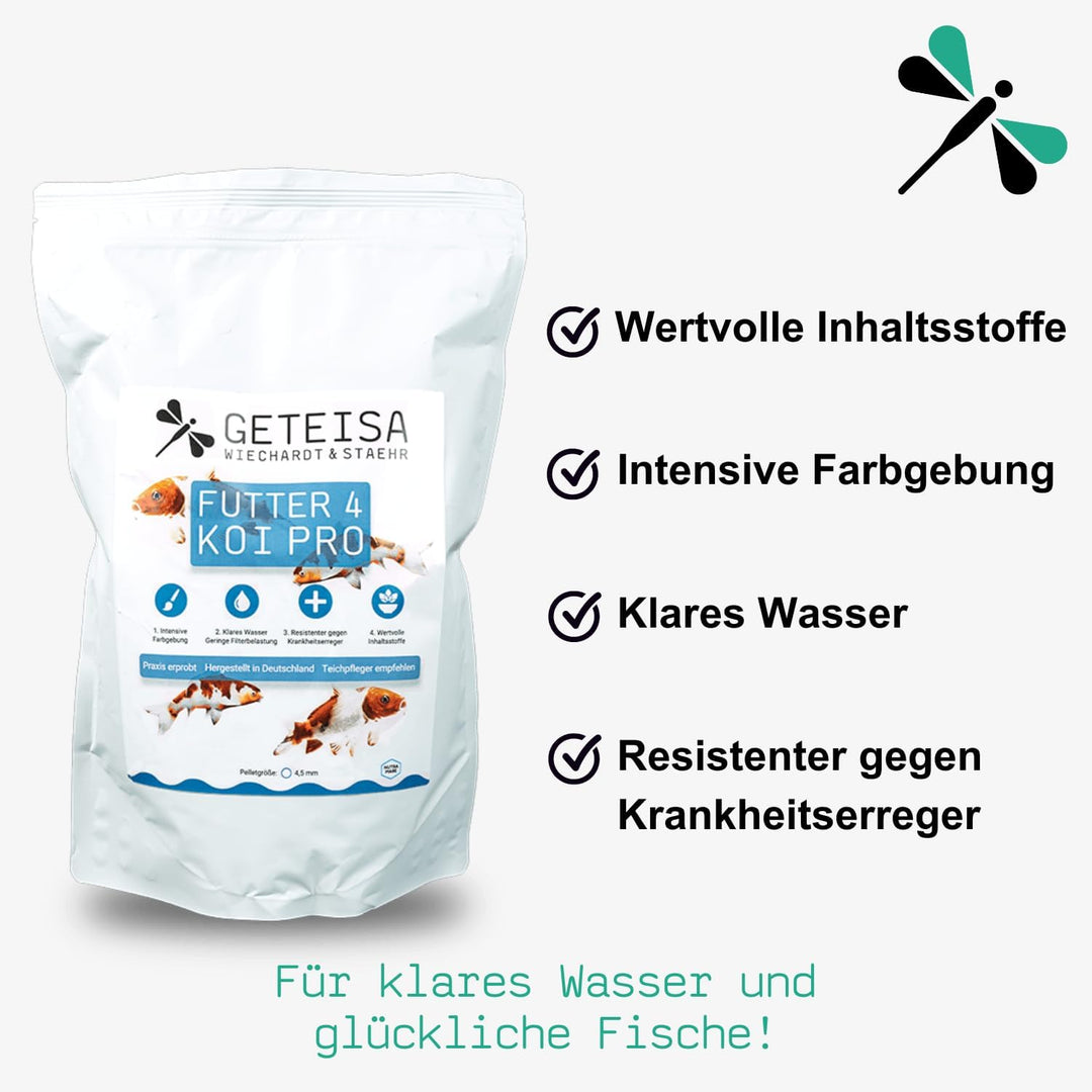 GETEISA Premium Koi Futter 5 kg - Hochwertige 4,5 mm Pellets für Intensive Farbgebung, Isländisches
