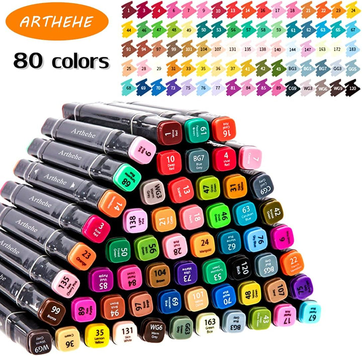 168 Farben Graffiti Stifte + 2 Nr. 0 Farbmischstifte, ARTHEHE Twin Tip Marker Stifte Set für Manga D