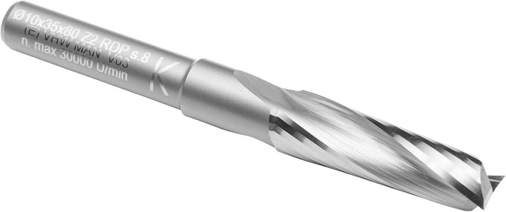 ENT 10032 Spiralnutfräser Premium VHW, Schaft (S) 8 mm, Durchmesser (D) 10 mm, NL 35 mm, GL 80 mm D=