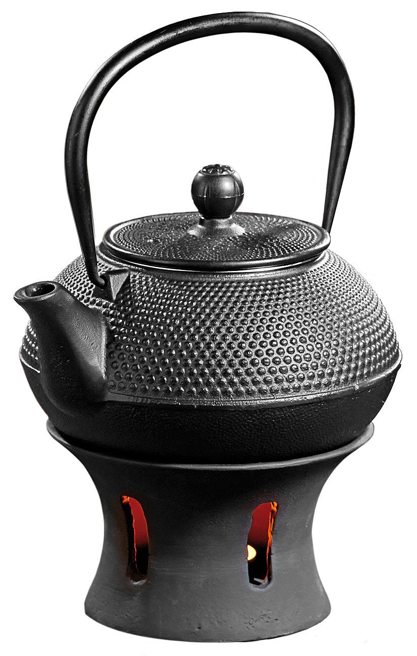 Rosenstein & Söhne Teekanne mit Teelicht: Asiatische Teekanne mit Stövchen aus Gusseisen (mit Sieb u