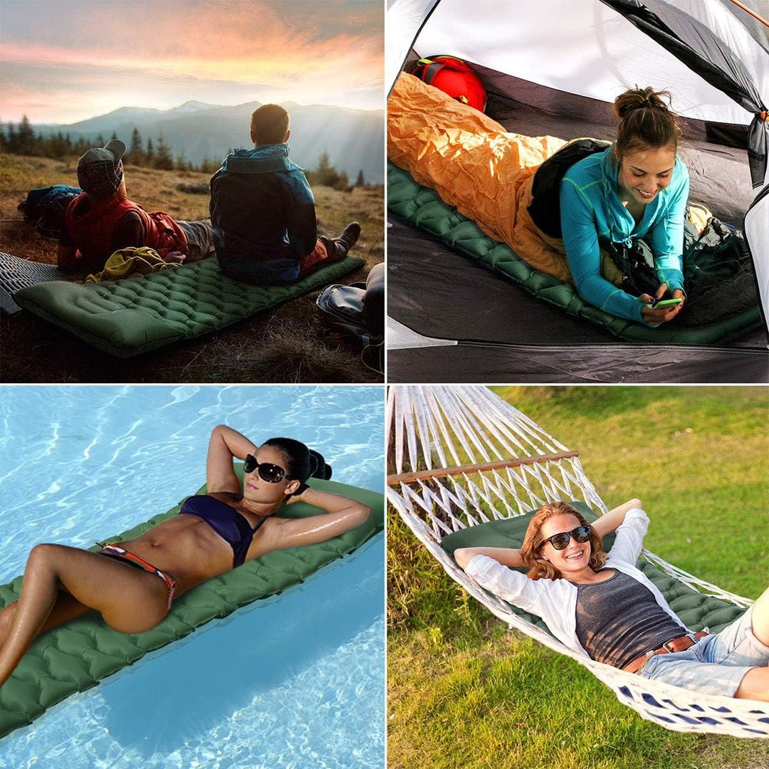Isomatte Camping, Ultraleichte Aufblasbare Isomatte mit Kissen, wasserdichte und Feuchtigkeitsbestän