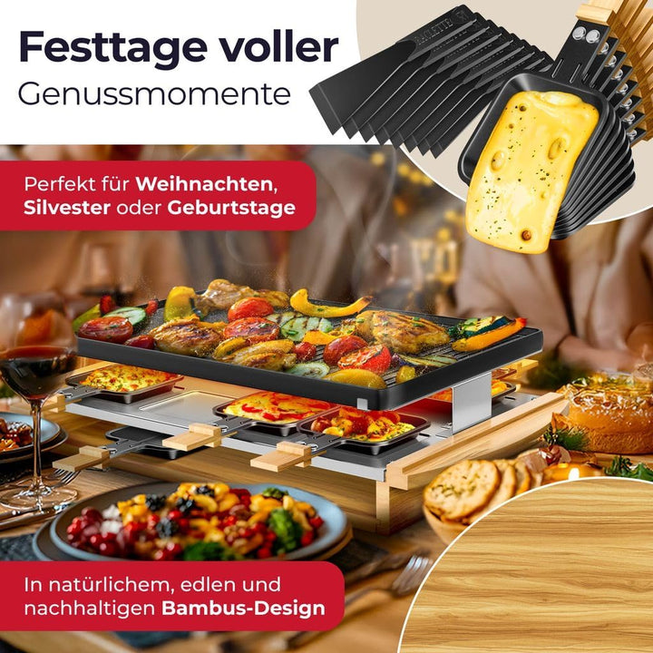 KESSER® Raclette-Grill mit Naturgrillstein, Grillplatte Tischgrill für 8 Personen, Elektrogrill Racl