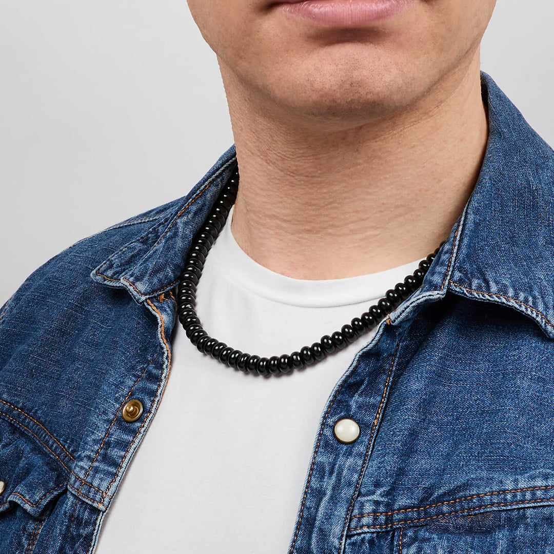 Handgemachte Herren Perlenkette Kette Tigerauge Onyx Grau Achat Jaspis | 8MM Natürliche Edelsteine H