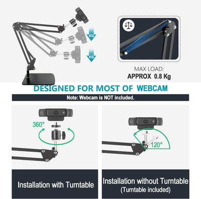 AYIZON Tisch-Webcam-Ständer, magnetische Webcam-Armhalterung für Logitech Brio 100, 300, 500, Brio 4