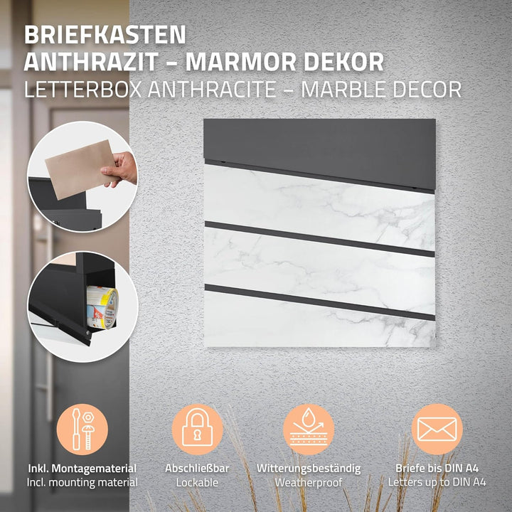 ECD Germany Standbriefkasten mit Zeitungsfach, Design Briefkasten mit Pfosten, Briefkastenanlage, Br