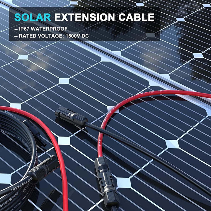 Rhein Beleuchtung Solar Kabel, Solar Verlängerungskabel mit Solarpanel Buchse und Stecker, Solarpane