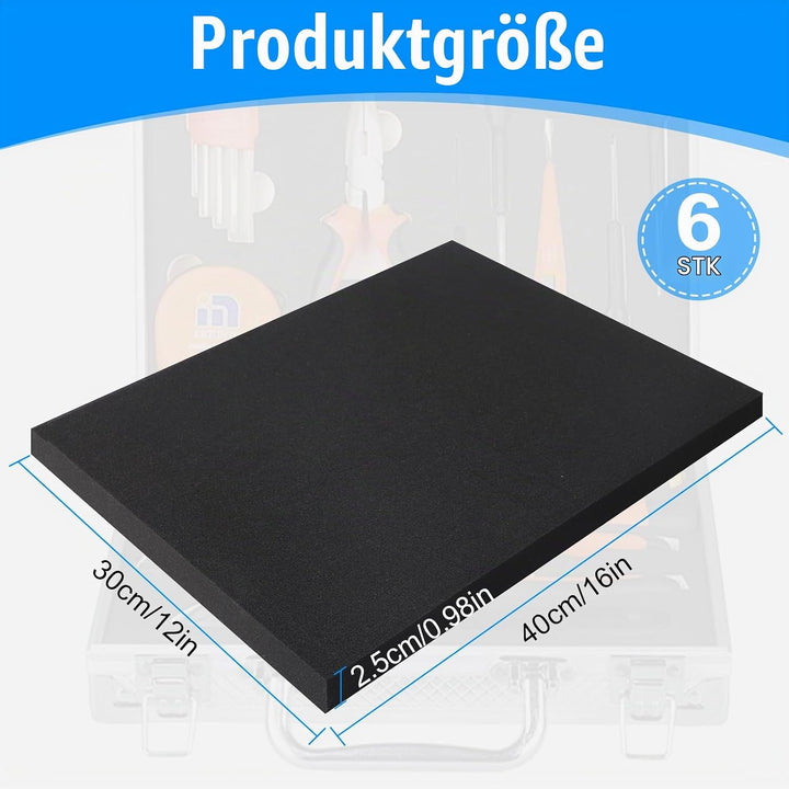 6 Stück Schaumstoff Zuschnit, 400 x 300 x 25 mm Schaumstoffeinlage Werkzeug, Einsätze für Koffer, Wü