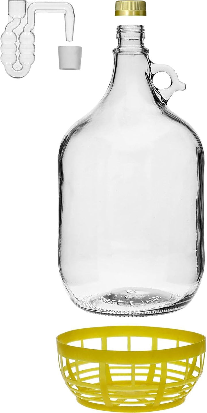 lilawelt24 5L Flasche +Gummistopfen + Gärröhrchen Gärballon Set Weinballon Gärbehälter/brauen Wein M