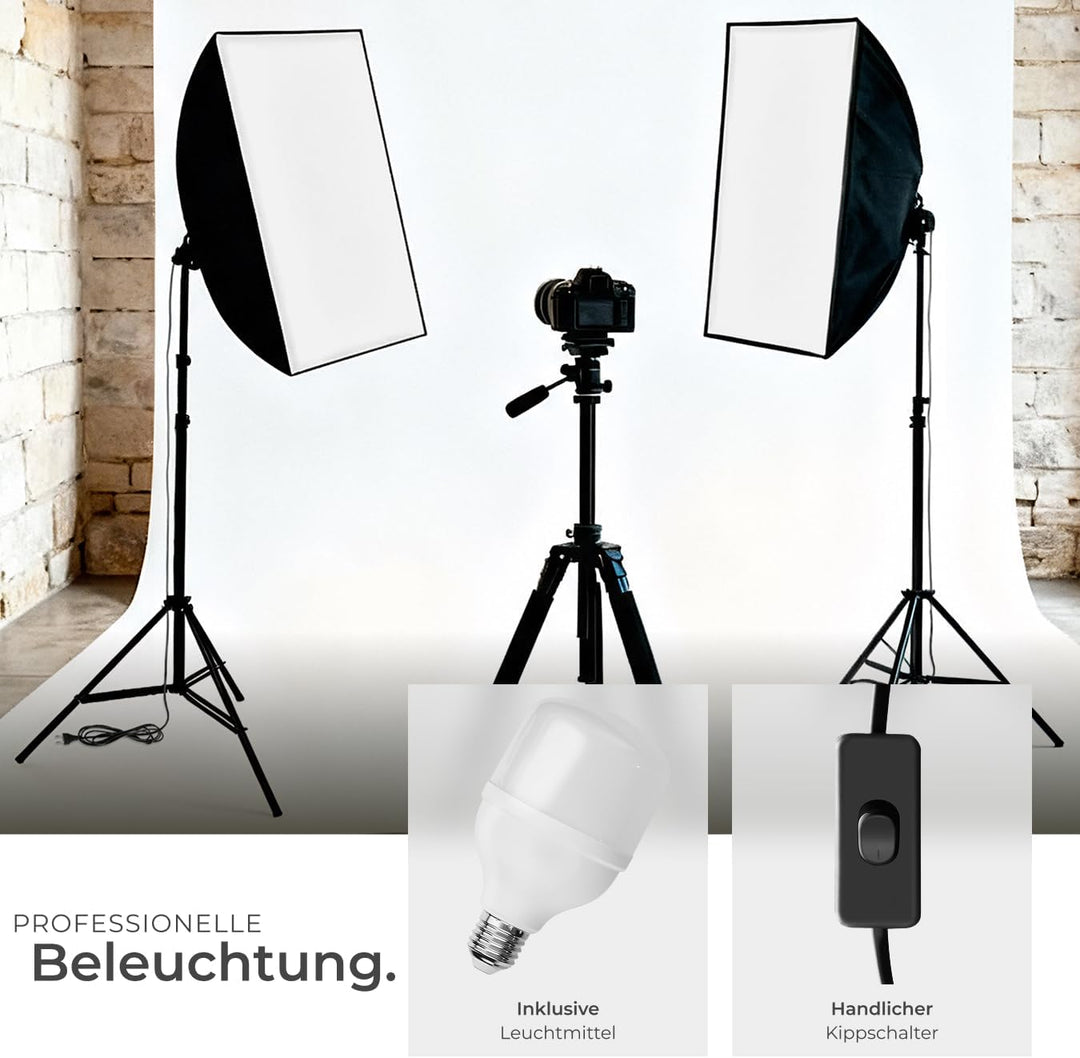 TecTake 800106 Profi Fotostudio Set inkl. Leuchtmittel Softbox, Stativ + Tasche - Diverse Modelle -