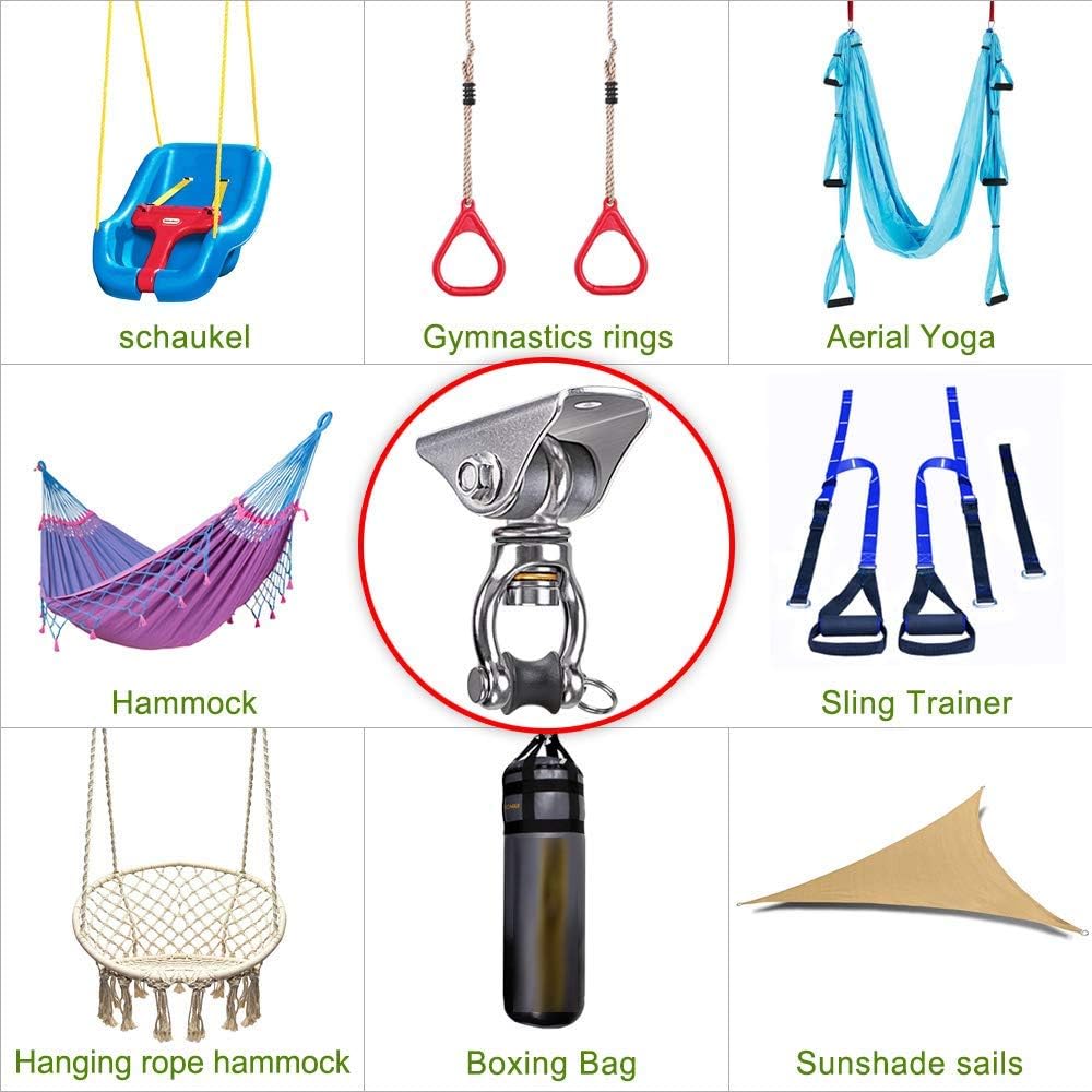 SELEWARE Deckenhaken Schwerlast Hängesessel Outdoor - Drehhaken Boxsack Halterung Schaukelhaken Holz