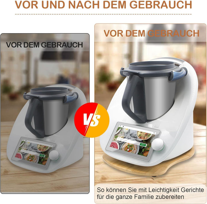 Gleitbrett für Thermomix TM6 TM5, Bambus Schnelles Bewegen Gleitbrett für Thermomix Vorwerk Küchenma