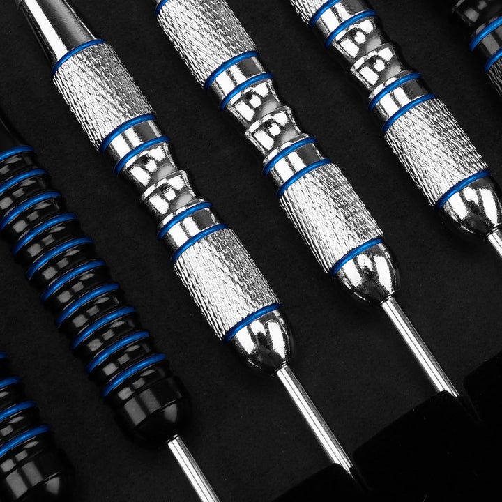 Turnart Dartpfeile mit Metallspitze, 12 Stück Profi Steeldarts mit Dart Case Blau -A, Blau -A
