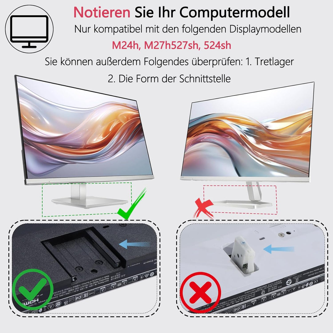 M24h VESA-Adapter kompatibel mit HP Monitoren (passend für M24h, M27h, 527sh, 524sh) – Wandhalterung