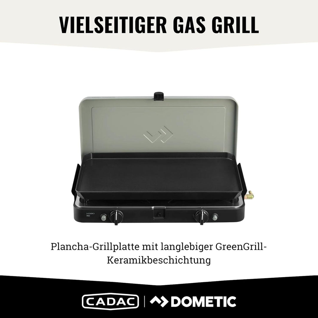 CADAC - 2 Cook 3 Pro Deluxe - 50mBar - Grillen - Tragbare Grills - Kochfläche aus Edelstahl - Inkl.