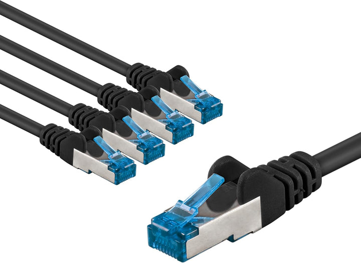 goobay 66041 CAT 6A Netzwerkkabel im 5er Set/Patchkabel geschirmt S/FTP/CU Ethernet Kabel, PiMF, LSZ