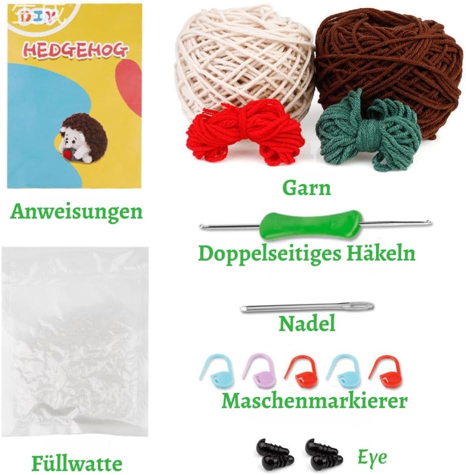 Boriad Häckel Kit für Anfänger,Häkelset mit Schritt-für-Schritt-Videoanleitungen in deutscher Sprach