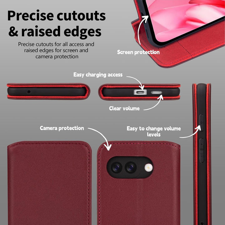 32nd Klassische Serie 2.0 - Lederhülle Case Cover für Google Pixel 9a, Echtleder Hülle Mit RFID-Bloc