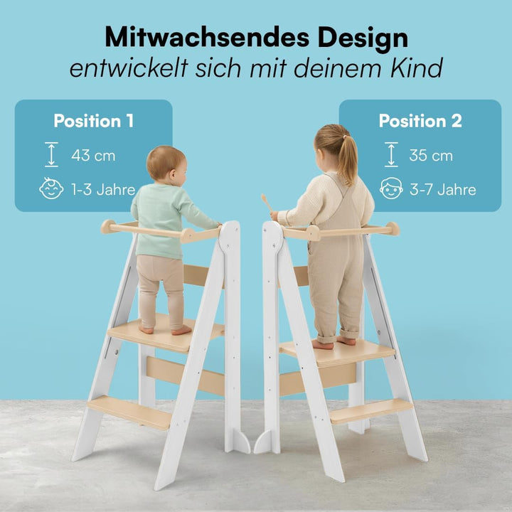 Bellabino Tay Lernturm ab 1 Jahr – Learning Tower 2-Fach höhenverstellbar &amp; klappbar – Lernstuhl in