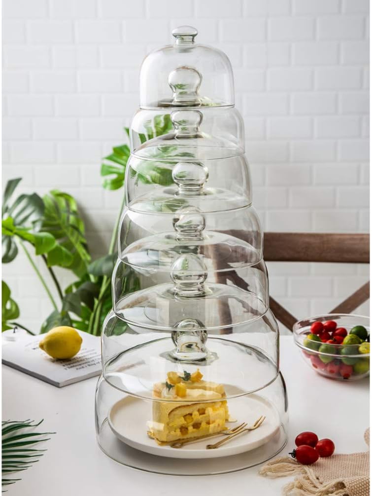 DOITOOL Glas Kuchen Kuppel Abdeckung Klar Staubdicht Runde Kuchen Kuppel Abdeckung Lebensmittelplatt