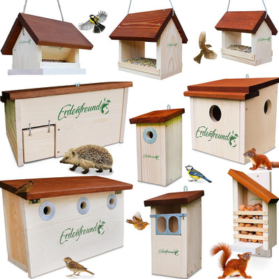 ERDENFREUND® Vogelfutterhaus mit Silofunktion für Wochenrationen Vogelfutterspender 2-seitiger Zugan