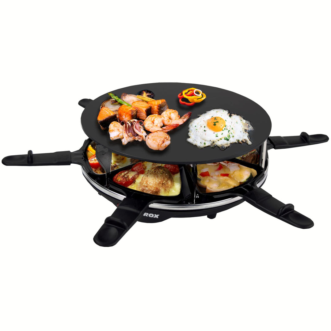 Syntrox Germany Raclette mit Glas-Keramik Grillplatte Design Glas für 6 Personen Grill RAC-900W-Lill