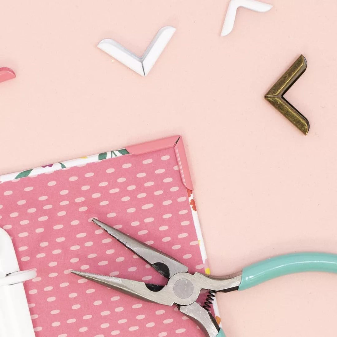 Craftelier - Packung mit 4 grossen weissen Metallecken für Scrapbooking und andere Bastelprojekte wi