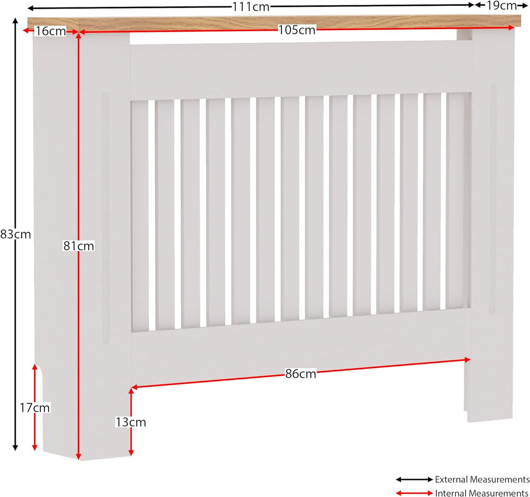 Vida Designs Arlington Heizkörperabdeckung, weiss, moderner lackierter MDF-Schrank, Lamellen, Grill,