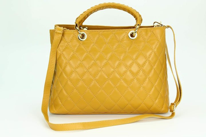 Belli edle italienische Echt Nappa Leder Damentasche Henkeltasche Umhängetasche gesteppt - 34x25x17