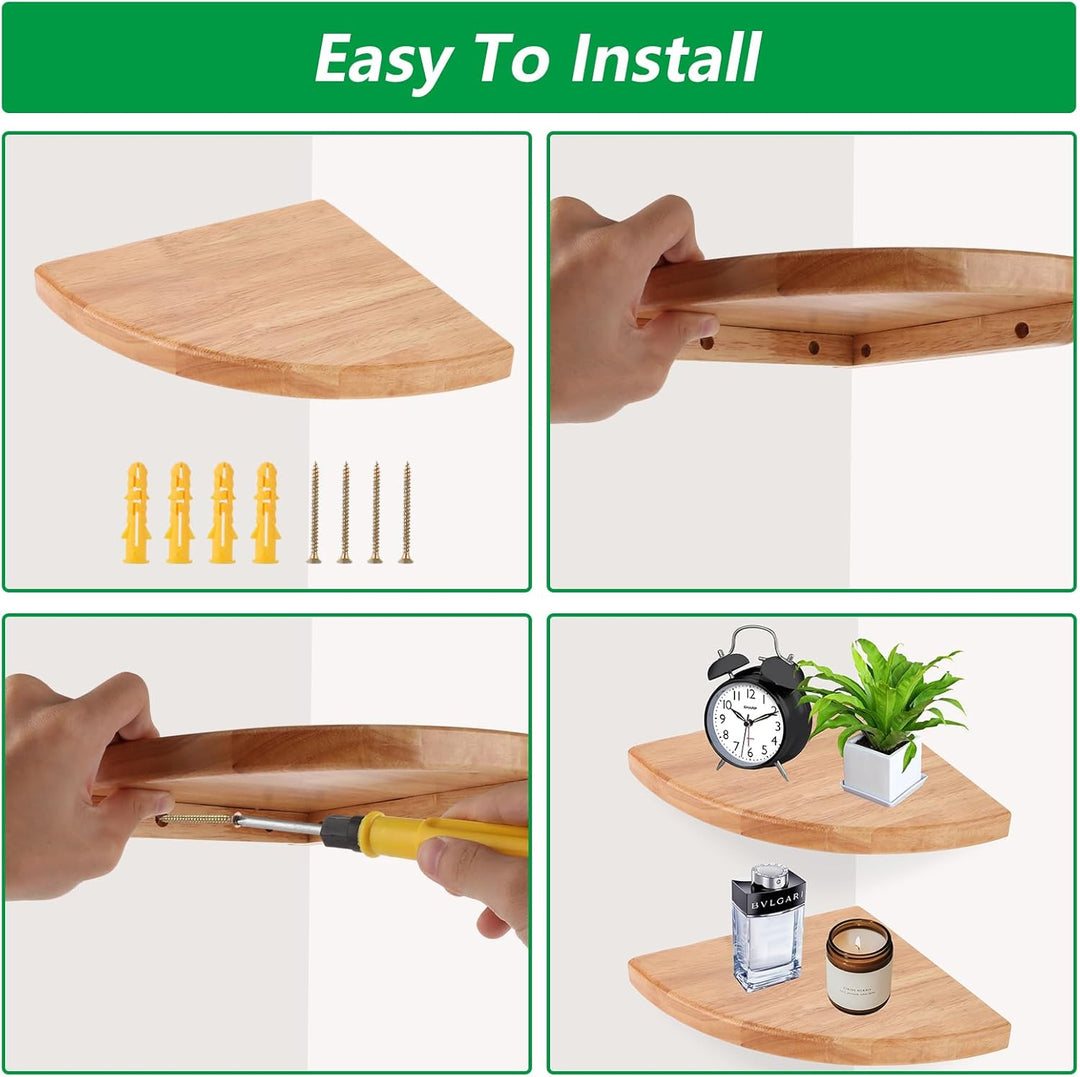 2 Stück Eckregal Hängend Holz, 18 cm Wandregal Ecke, Eckregal Wand für Schlafzimmer, Badezimmer und